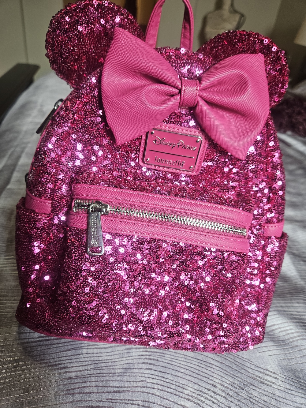 Disney Pink Sequin Minnie Ear Bow Mini Backpack